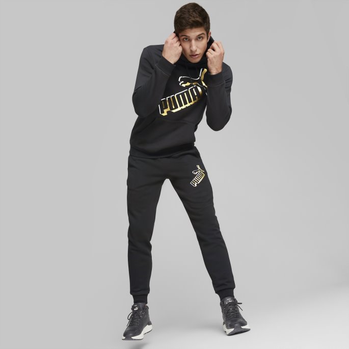 Black Essentials+ Stor Logo Joggebukser For Menn Puma På Salg