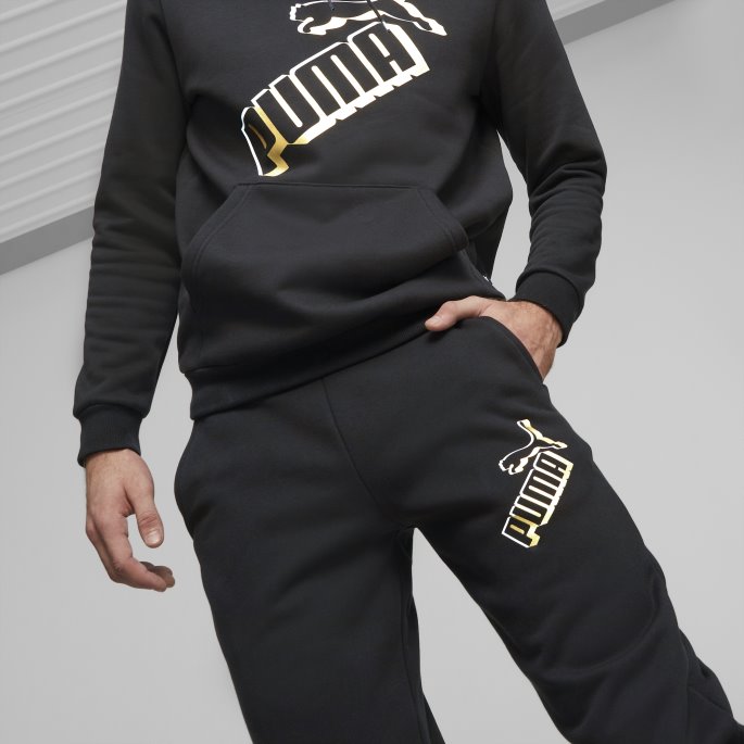 Black Essentials+ Stor Logo Joggebukser For Menn Puma På Salg