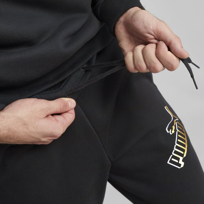 Black Essentials+ Stor Logo Joggebukser For Menn Puma På Salg