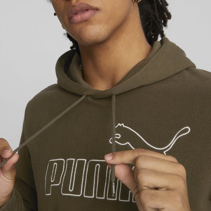 Dyp Oliven Puma På Salg Nødvendigheter Polar Fleece Hettegenser Menn