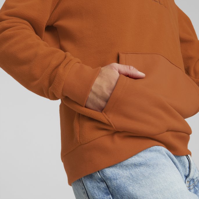 Varm Kastanje Puma På Tilbud Nødvendig Hettegenser For Menn Polar Fleece