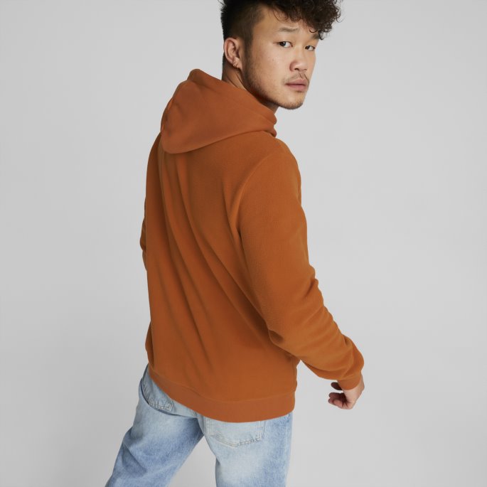 Varm Kastanje Puma På Tilbud Nødvendig Hettegenser For Menn Polar Fleece