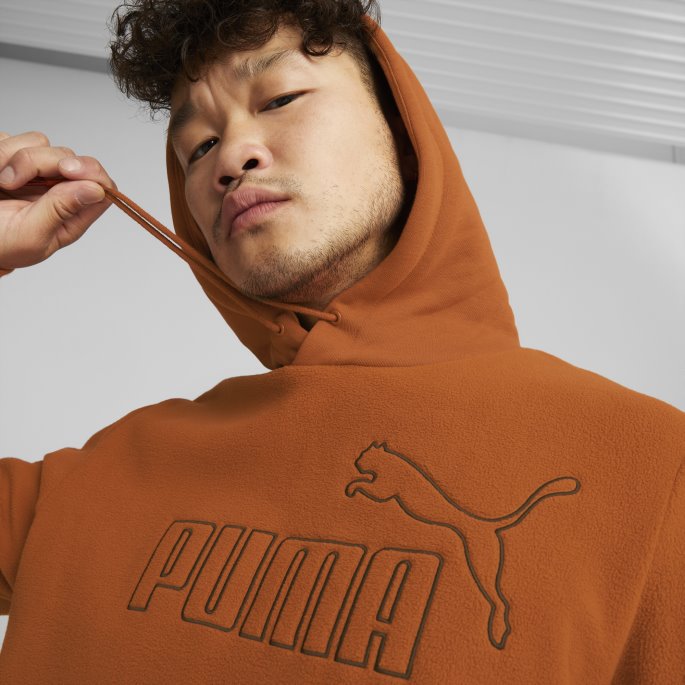 Varm Kastanje Puma På Tilbud Nødvendig Hettegenser For Menn Polar Fleece