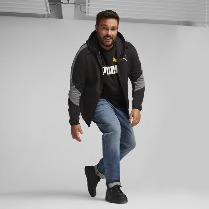Puma På Tilbud Svart Evostripe Hettegenser Med Full Glidelås Herre