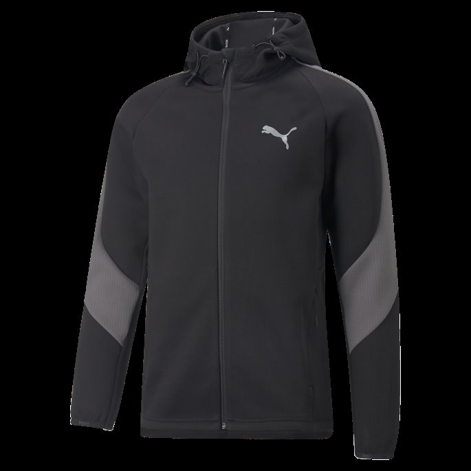 Puma På Tilbud Svart Evostripe Hettegenser Med Full Glidelås Herre