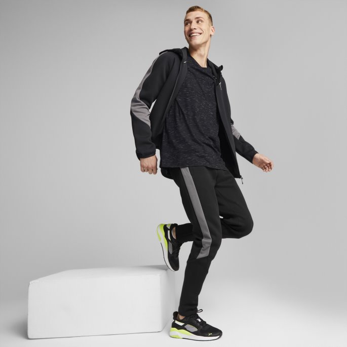Svart Puma På Tilbud Evostripe Hettegenser Med Full Glidelås Menn