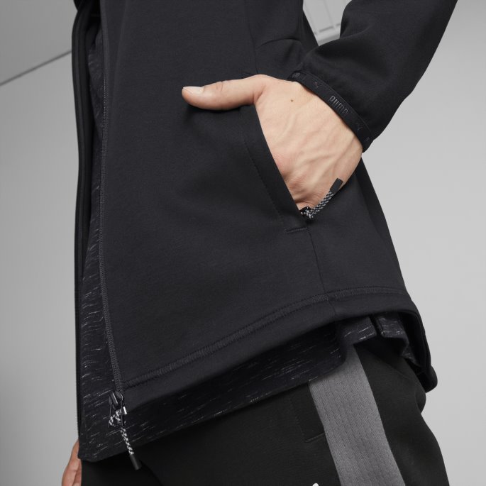 Svart Puma På Tilbud Evostripe Hettegenser Med Full Glidelås Menn