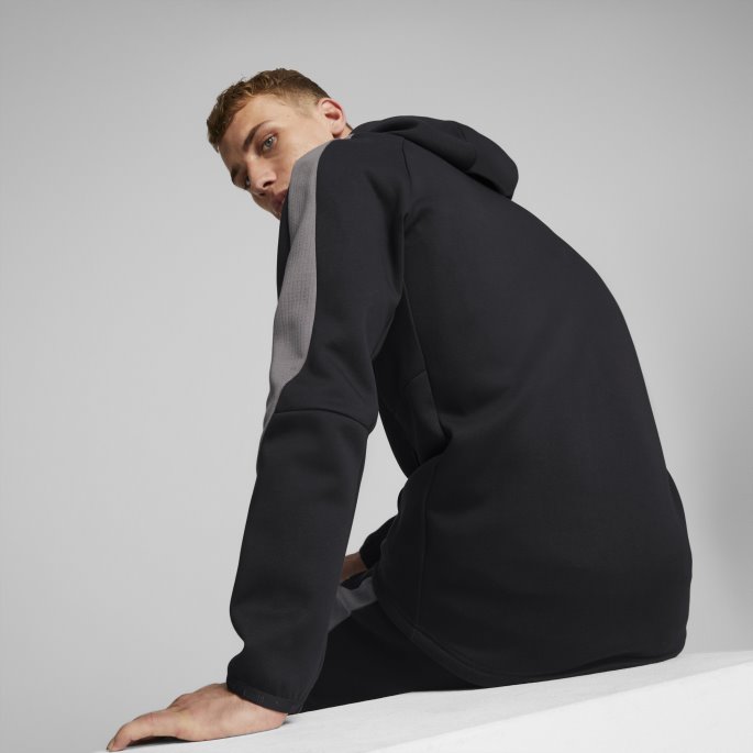 Svart Puma På Tilbud Evostripe Hettegenser Med Full Glidelås Menn