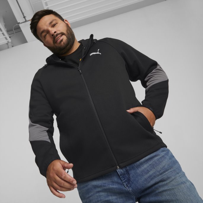 Svart Puma På Tilbud Evostripe Hettegenser Med Full Glidelås Menn