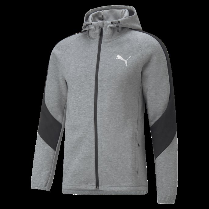 Mellomgrå Lyng Puma På Tilbud Evostripe Hettegenser For Menn Med Full Glidelås