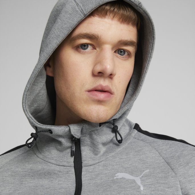 Evostripe Hettegenser Med Full Glidelås Herre Puma På Tilbud Mellomgrå Lyng