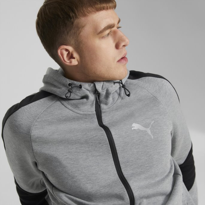 Mellomgrå Lyng Evostripe Hettegenser Med Full Glidelås Menn Puma På Tilbud