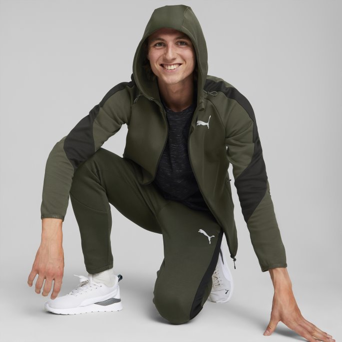 Forest Night Puma På Tilbud Evostripe Hettegenser Med Full Glidelås Menn