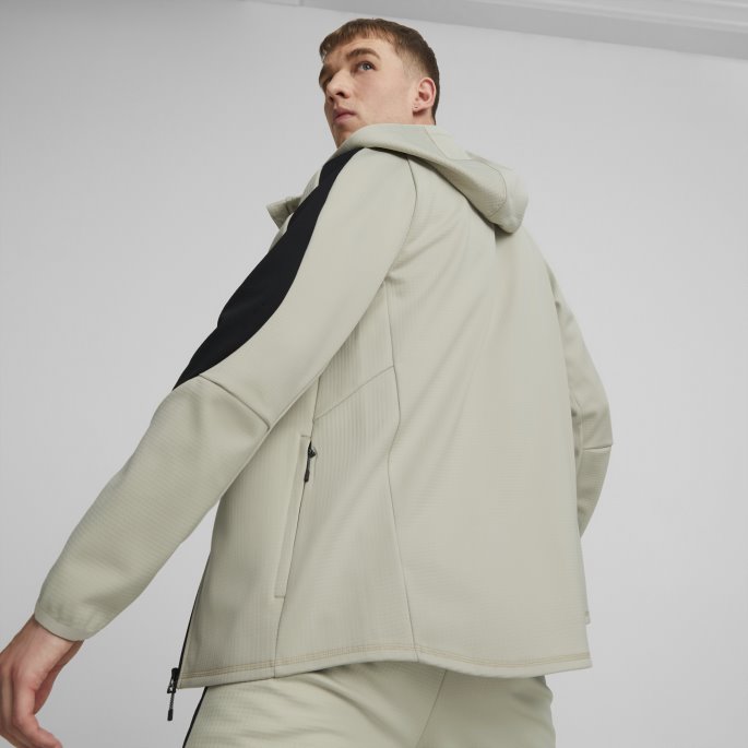 Puma På Tilbud Evostripe Full Glidelås Varm Hettegenser Herre Pebble Grey