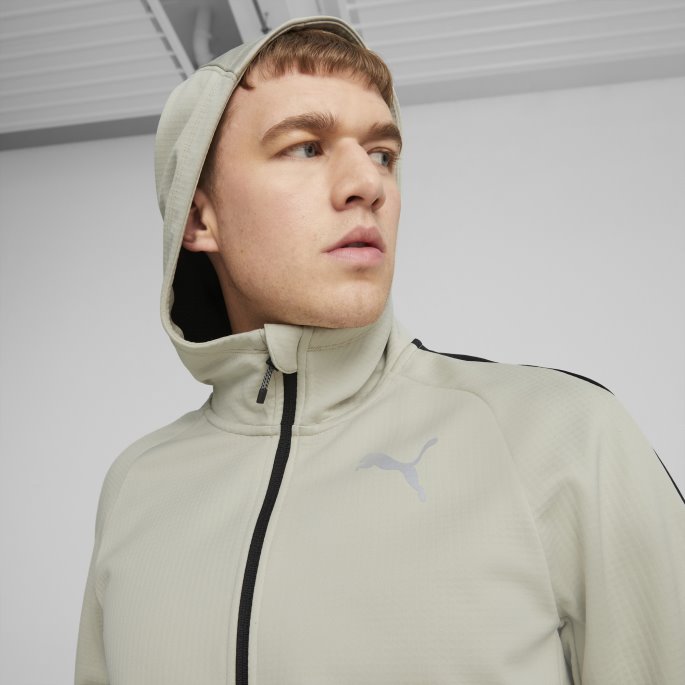 Puma På Tilbud Evostripe Full Glidelås Varm Hettegenser Herre Pebble Grey