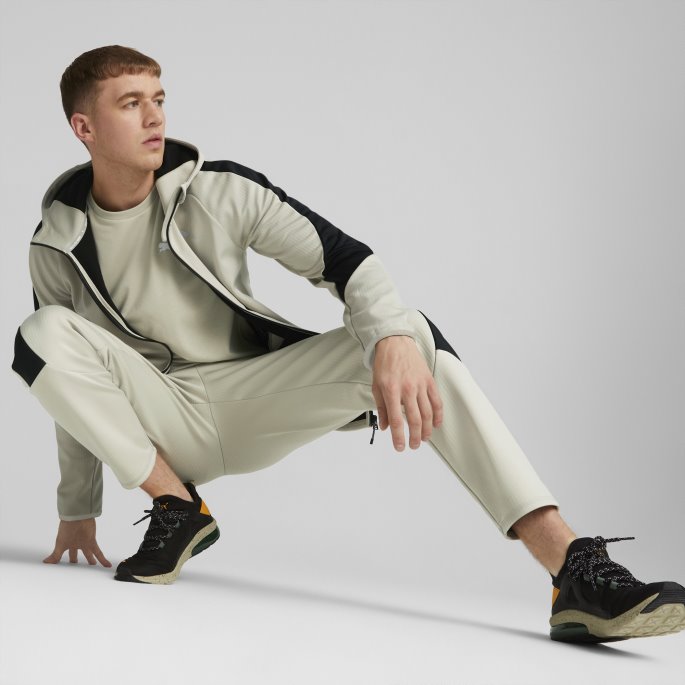 Puma På Tilbud Evostripe Full Glidelås Varm Hettegenser Herre Pebble Grey