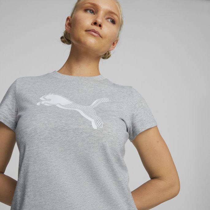 Lys Grå Heather Power Grafisk T-skjorte For Damer Puma På Salg