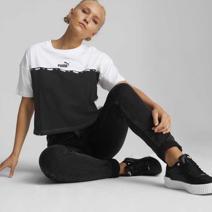 Puma På Tilbud Hvit Power Tape Dame T-skjorte