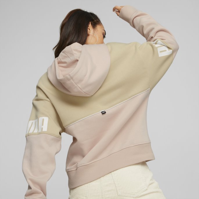Puma På Tilbud Light Sand Power Colourblock Hettegenser For Kvinner