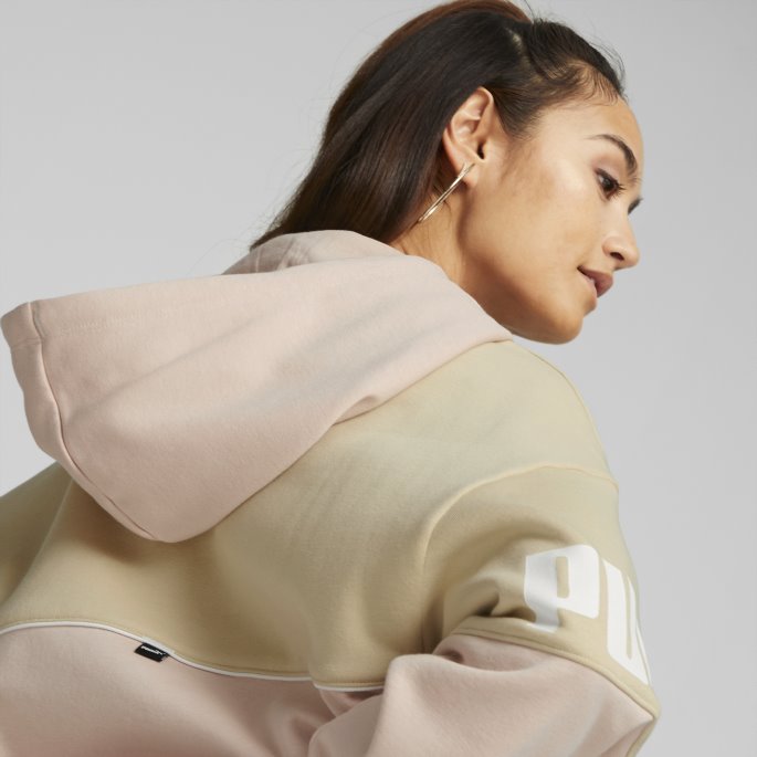 Puma På Tilbud Light Sand Power Colourblock Hettegenser For Kvinner