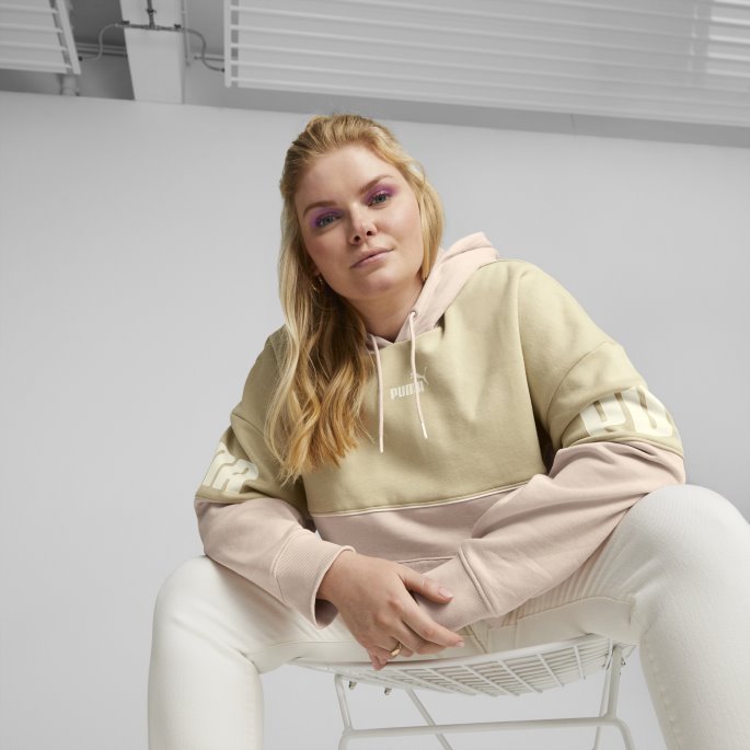 Puma På Tilbud Light Sand Power Colourblock Hettegenser For Kvinner