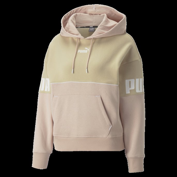 Puma På Tilbud Light Sand Power Colourblock Hettegenser For Kvinner
