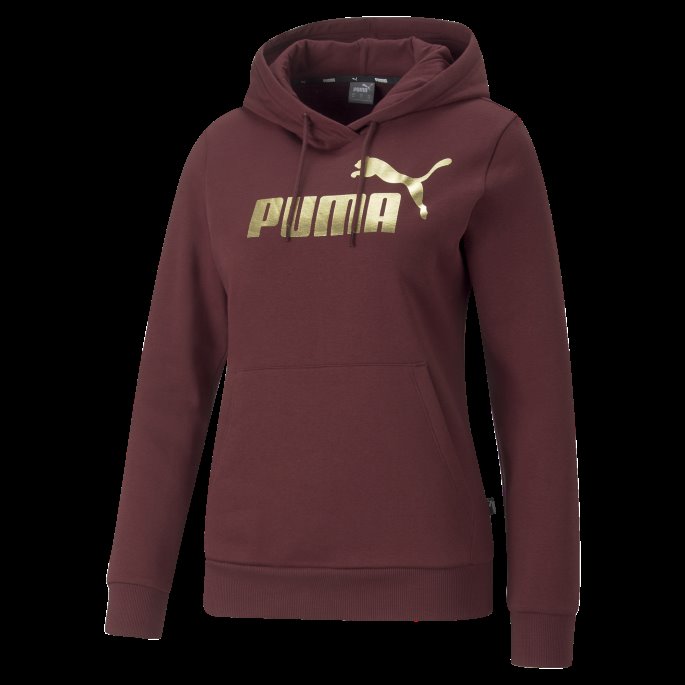 Essentials+ Metallic Logo Hettegenser Kvinner Aubergine Puma På Salg