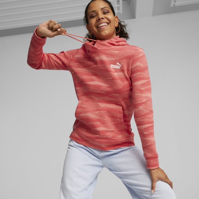 Puma På Tilbud Laks Nødvendighet+ Dyreprint I Full Lengde Hettegenser For Kvinner