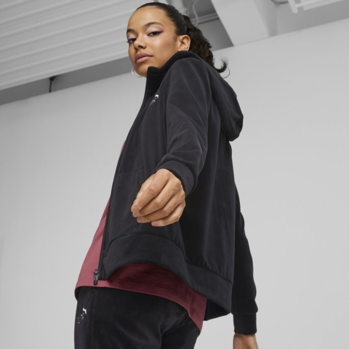 Essentials+ Velour Hettegenser Med Full Glidelås Dame Svart Puma På Salg