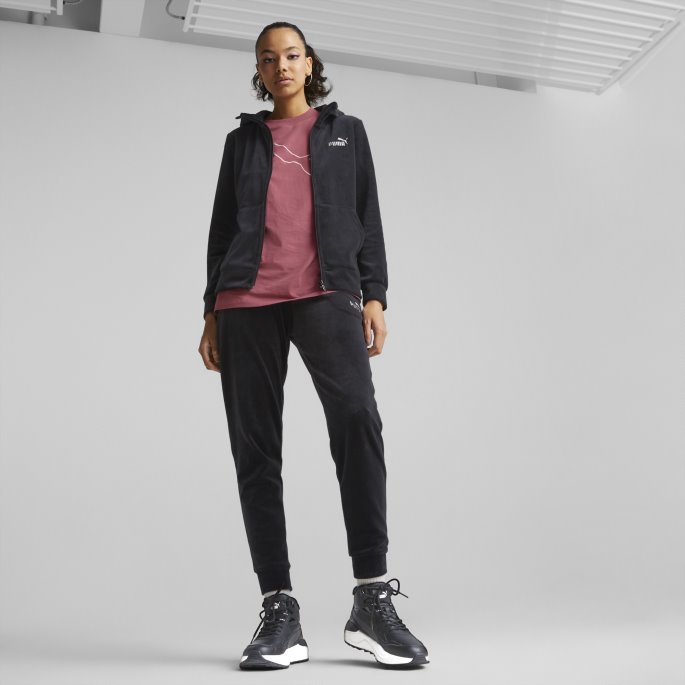 Essentials+ Velour Hettegenser Med Full Glidelås Dame Svart Puma På Salg