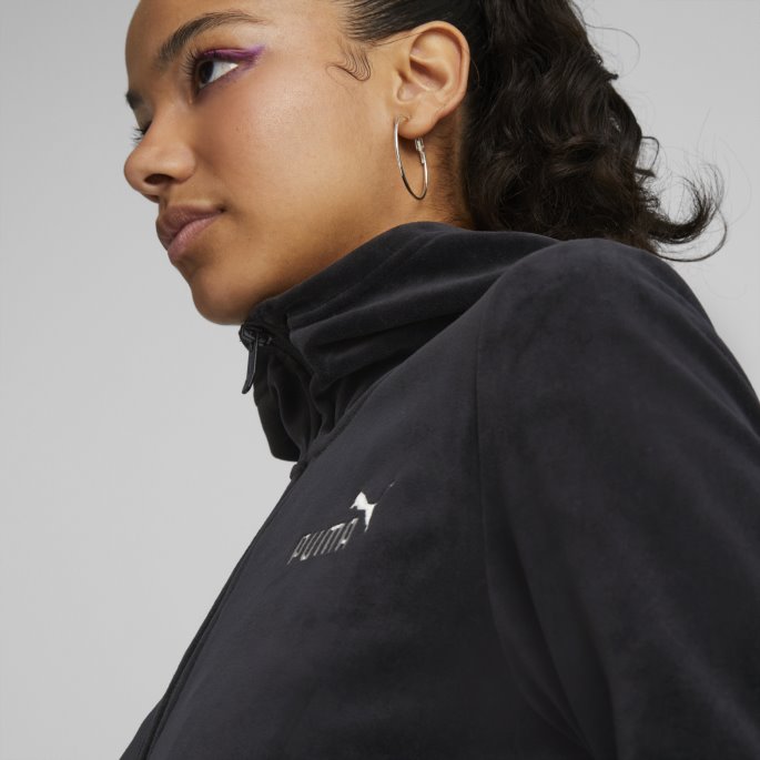 Puma På Tilbud Essentials+ Velour Hettegenser Med Full Glidelås Dame Svart