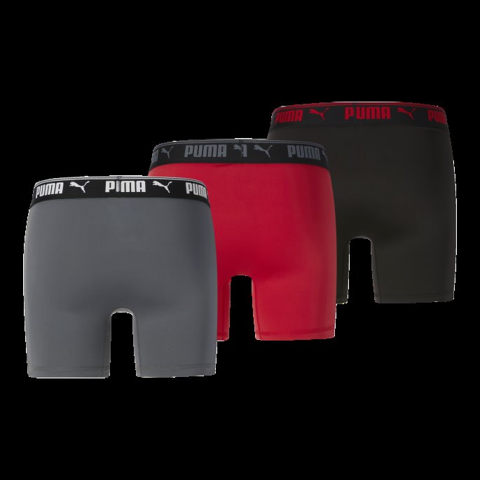 Rød-grå Puma På Tilbud Treningsboksershorts For Menn [3-pakning]
