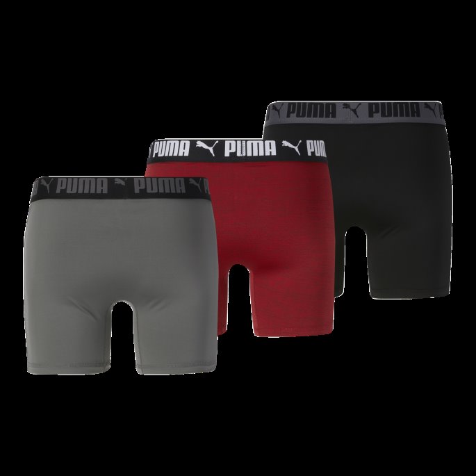 Puma På Salg Rødgrå Sportsboksershorts For Menn [3-pakning]