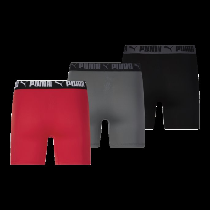 Puma På Salg Rød-svarte Sportsboksershorts For Menn [3-pakning]