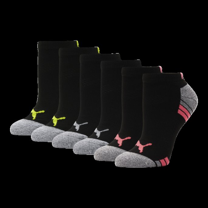 Kvinners Halvfrotté Low Cut Sokker [6-pack] Puma På Tilbud Svart-rosa