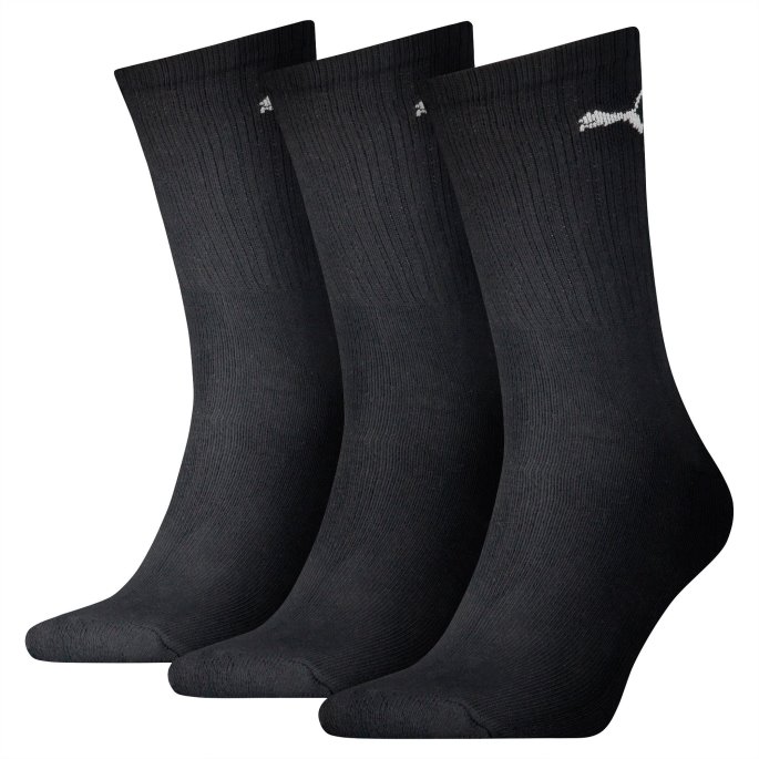 Puma På Tilbud Unisex Crew Sokker 3 Pakke Svart