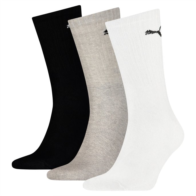 Puma På Tilbud Unisex Crew Sokker 3 Pakke Hvit-grå-svart