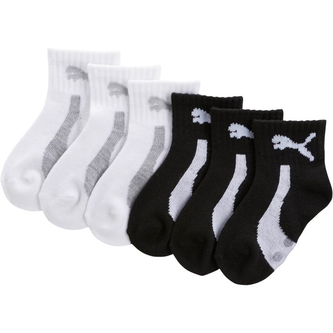 Hvit-svarte Spedbarn Unisex Quarter Crew Sokker (6-pakning) Puma På Salg