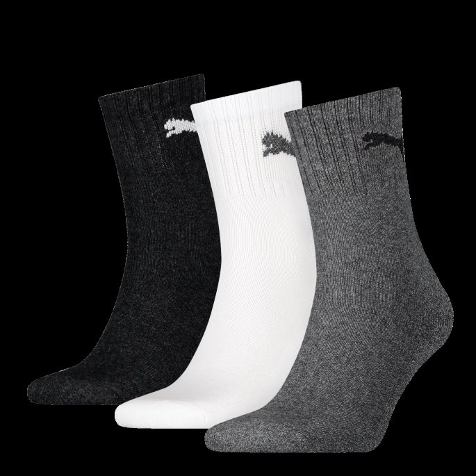 Puma På Tilbud Unisex Korte Mannskapssokker 3-pakning Grå-hvit-svart