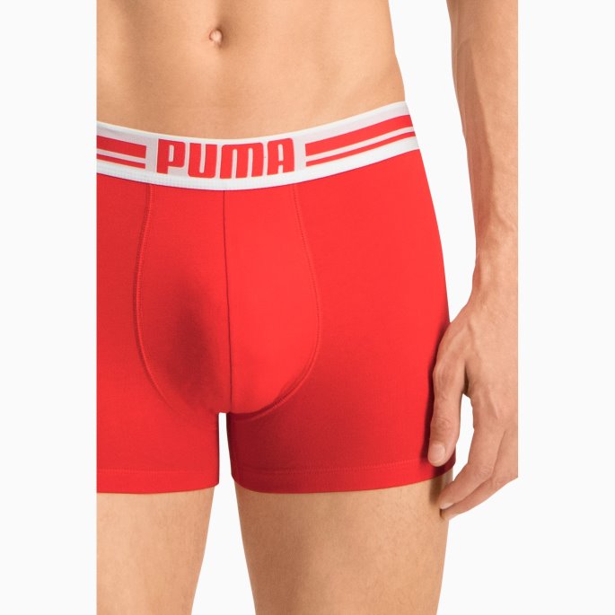 Puma På Salg Plassert Logo Herrebokser 2 Pakke Rød-svart