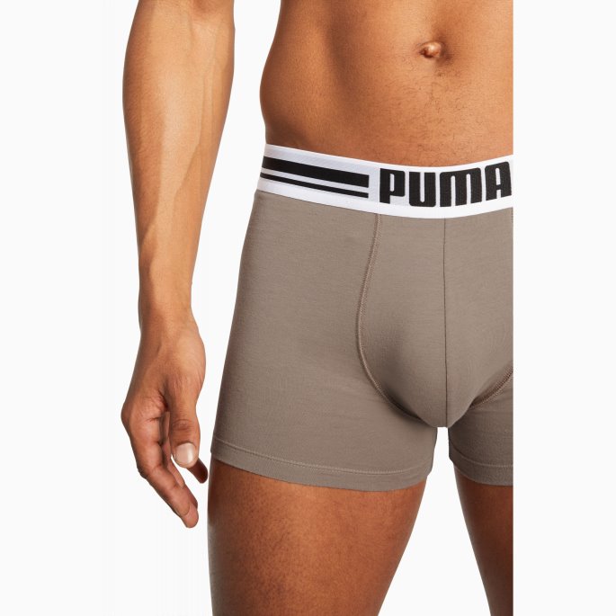 Puma På Salg Plassert Logo Herrebokser 2-pakning Brun Kombo