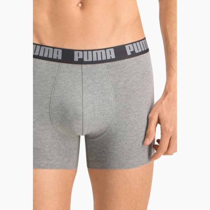 Puma På Tilbud Basic Herrebokser 2-pakning Mørkegrå Melange-svart