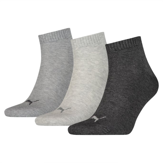 Puma På Tilbud Unisex Quarter Plain Sokker 3 Pakning Antraci-l Mel Grey-m Mel Gr