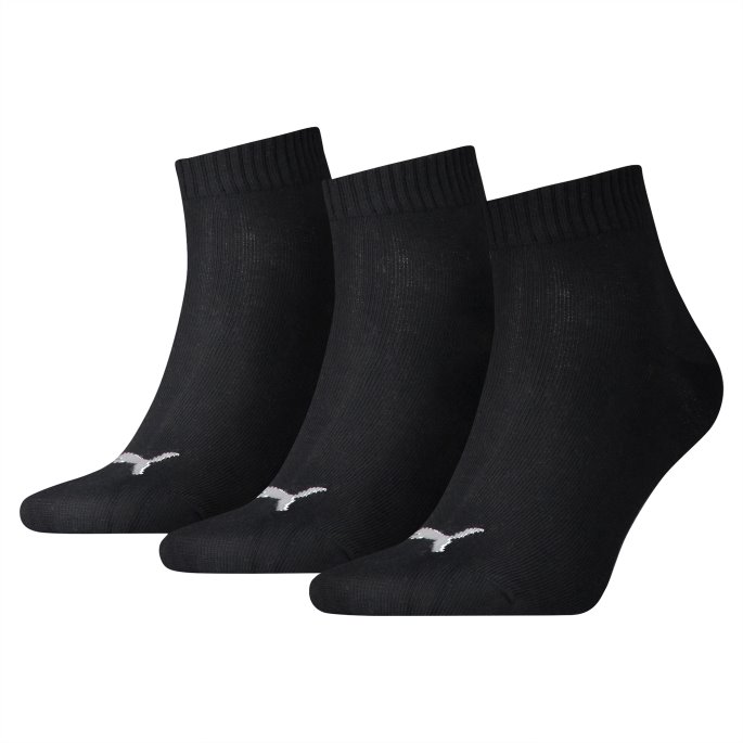 Puma På Tilbud Unisex Quarter Ensfargede Sokker 3-pakning Svart