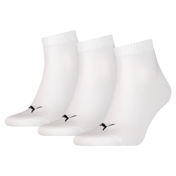 Puma På Tilbud Unisex Quarter Ensfargede Sokker 3-pakning Hvit