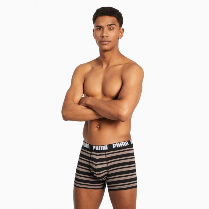 Puma På Tilbud Heritage Stripe Herrebokser 2-pakning Brun Kombo