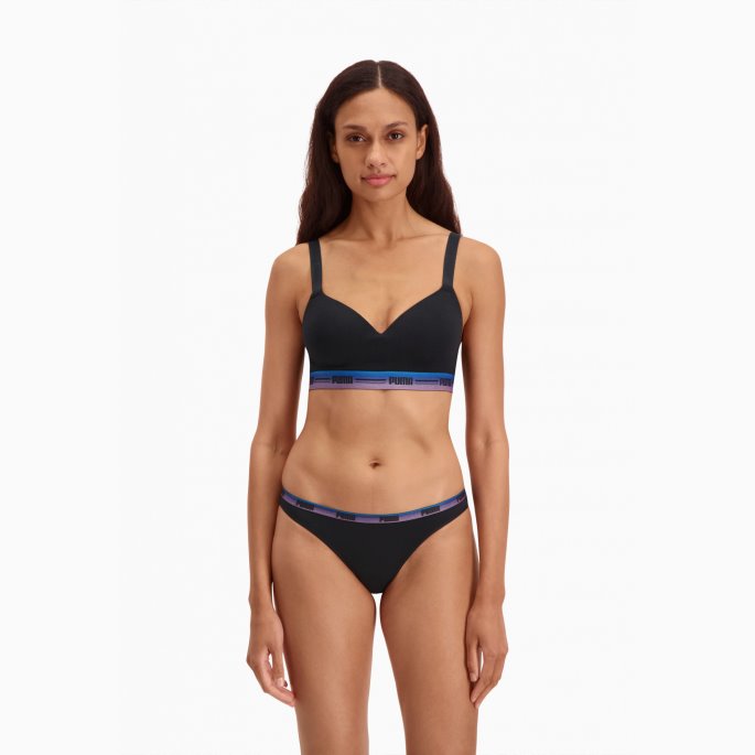 Puma På Tilbud Dame Bikini Undertøy 2 Pakke Svart-forskjellige Logo Farger
