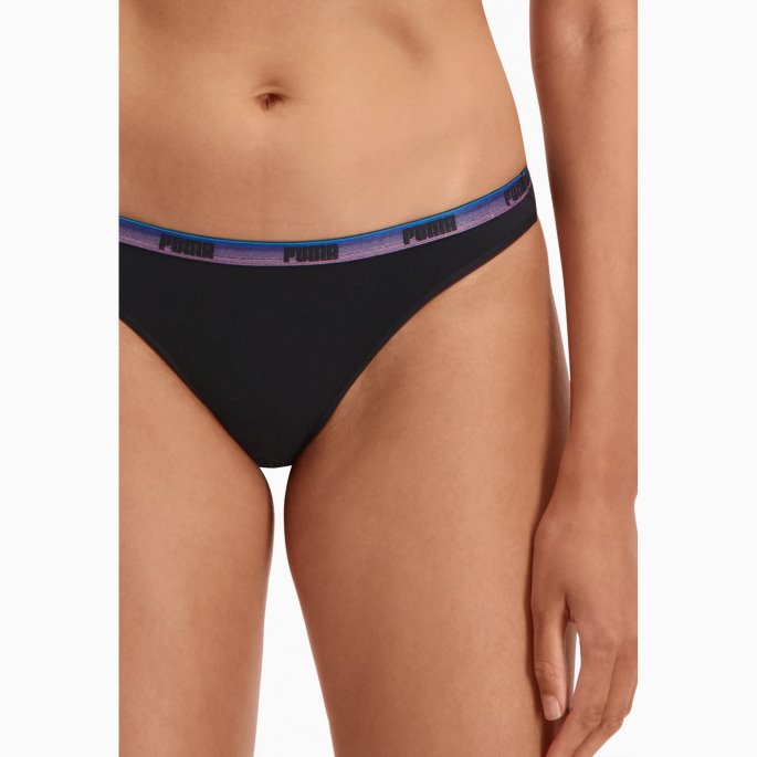 Puma På Tilbud Dame Bikini Undertøy 2 Pakke Svart-forskjellige Logo Farger