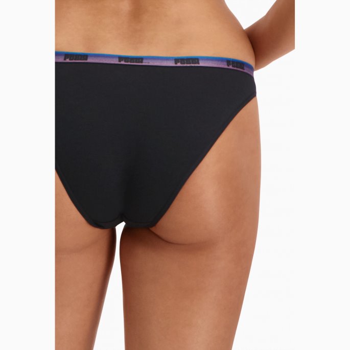 Puma På Tilbud Dame Bikini Undertøy 2 Pakke Svart-forskjellige Logo Farger