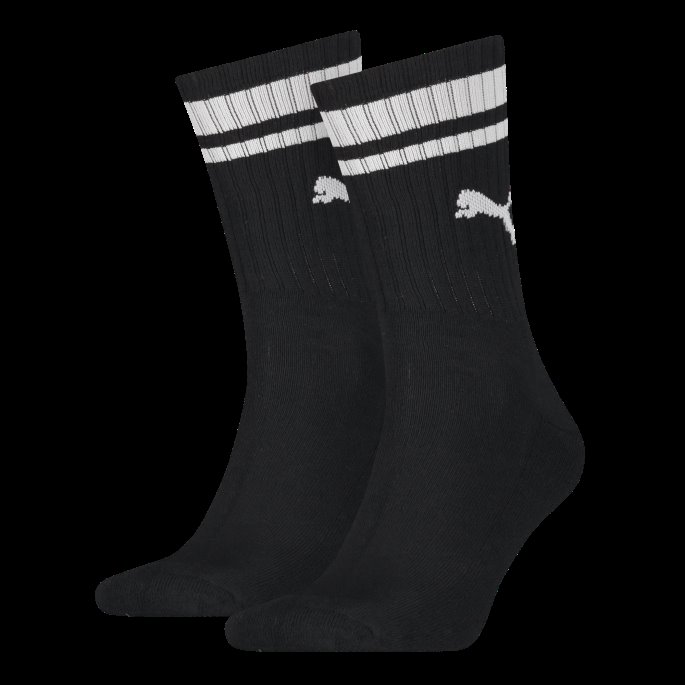 Puma På Tilbud Unisex Crew Heritage Stripe Sokker 2 Pakke Svart